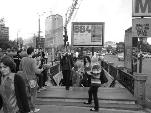 BB4 Advertisement outside of train station in Bucharest 